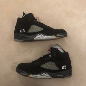 Nike AIR Jordan 5 Retro Mens 136027-010 (15, Black/Varsity RED-Metallic Silver)